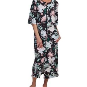Miss Elaine Women's Printed 3/4-Sleeve Zip-Front‎ Robe Pajama - Seaside Medium